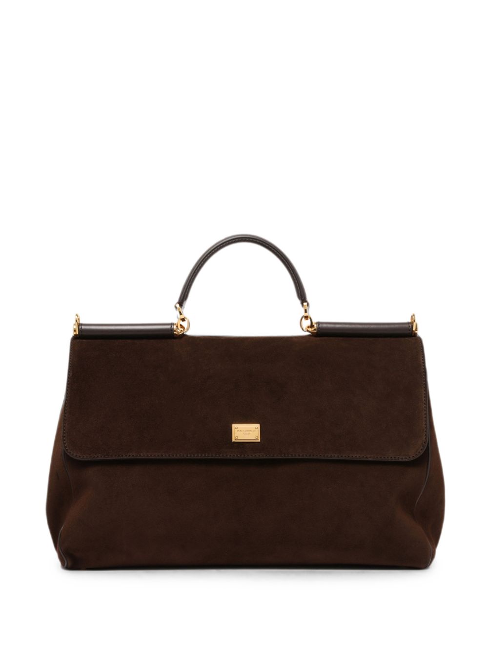 DOLCE e GABBANA Borsa My Sicily in suede marrone con tracolla 