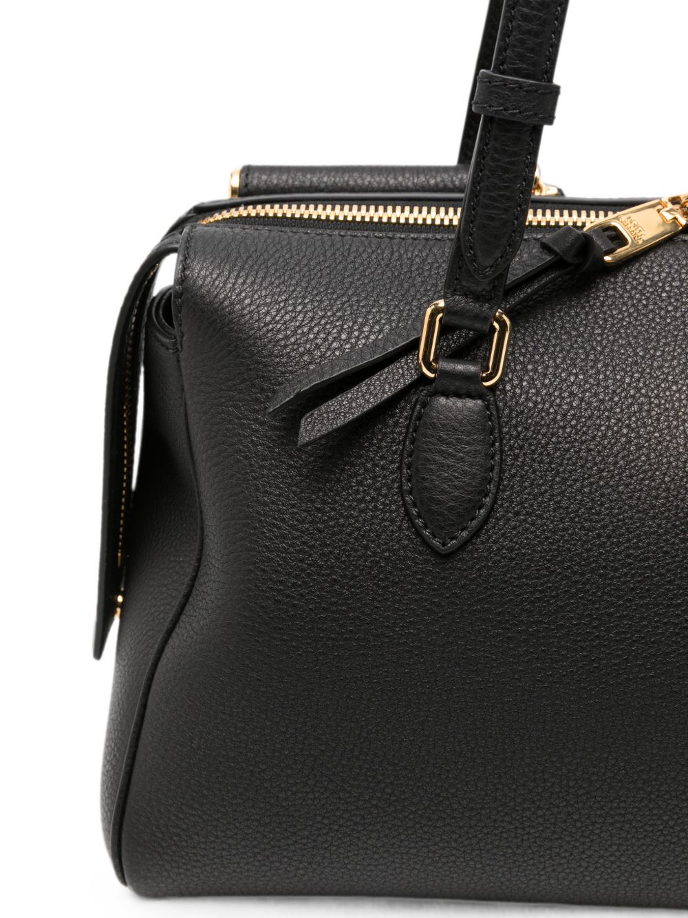 DOLCE e GABBANA Borsa Vittoria in pelle nera con logo dorato 