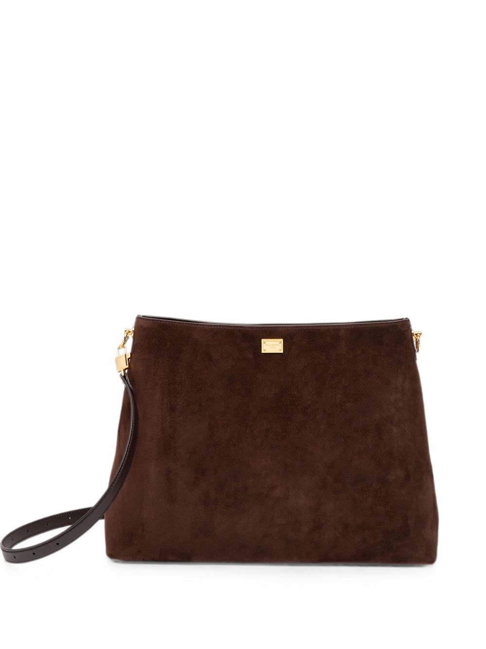 DOLCE e GABBANA Borsa Vittoria a spalla in pelle scamosciata marrone 