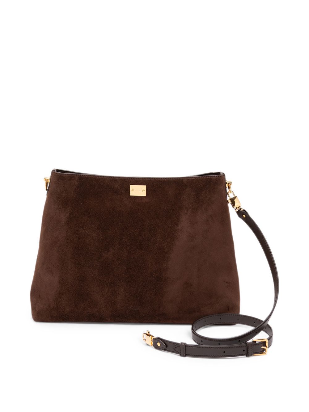 DOLCE e GABBANA Borsa Vittoria a spalla in pelle scamosciata marrone 