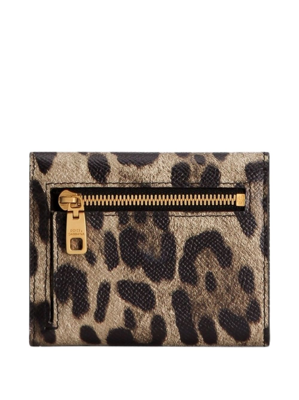 DOLCE e GABBANA Portafoglio in pelle Dauphine con stampa leopardata 