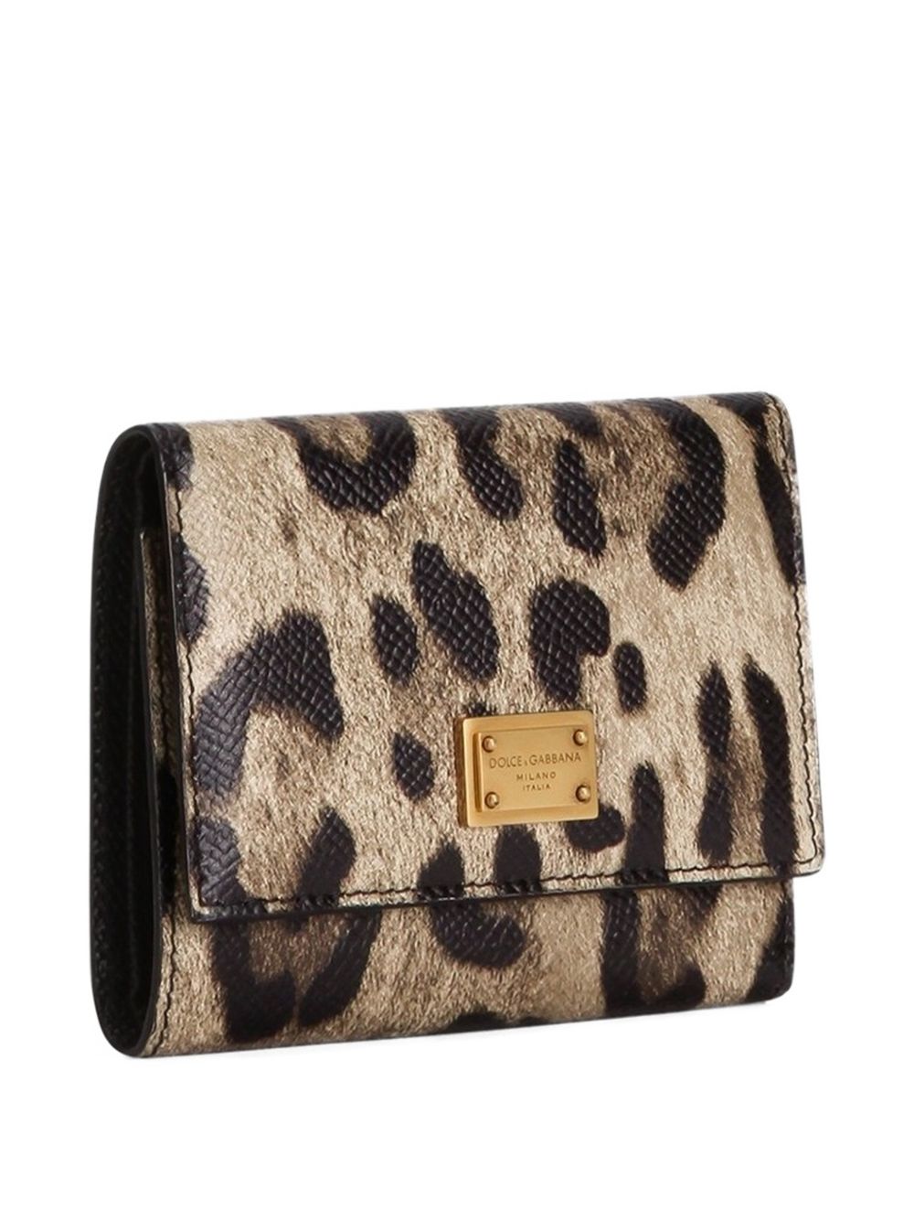 DOLCE e GABBANA Portafoglio in pelle Dauphine con stampa leopardata 