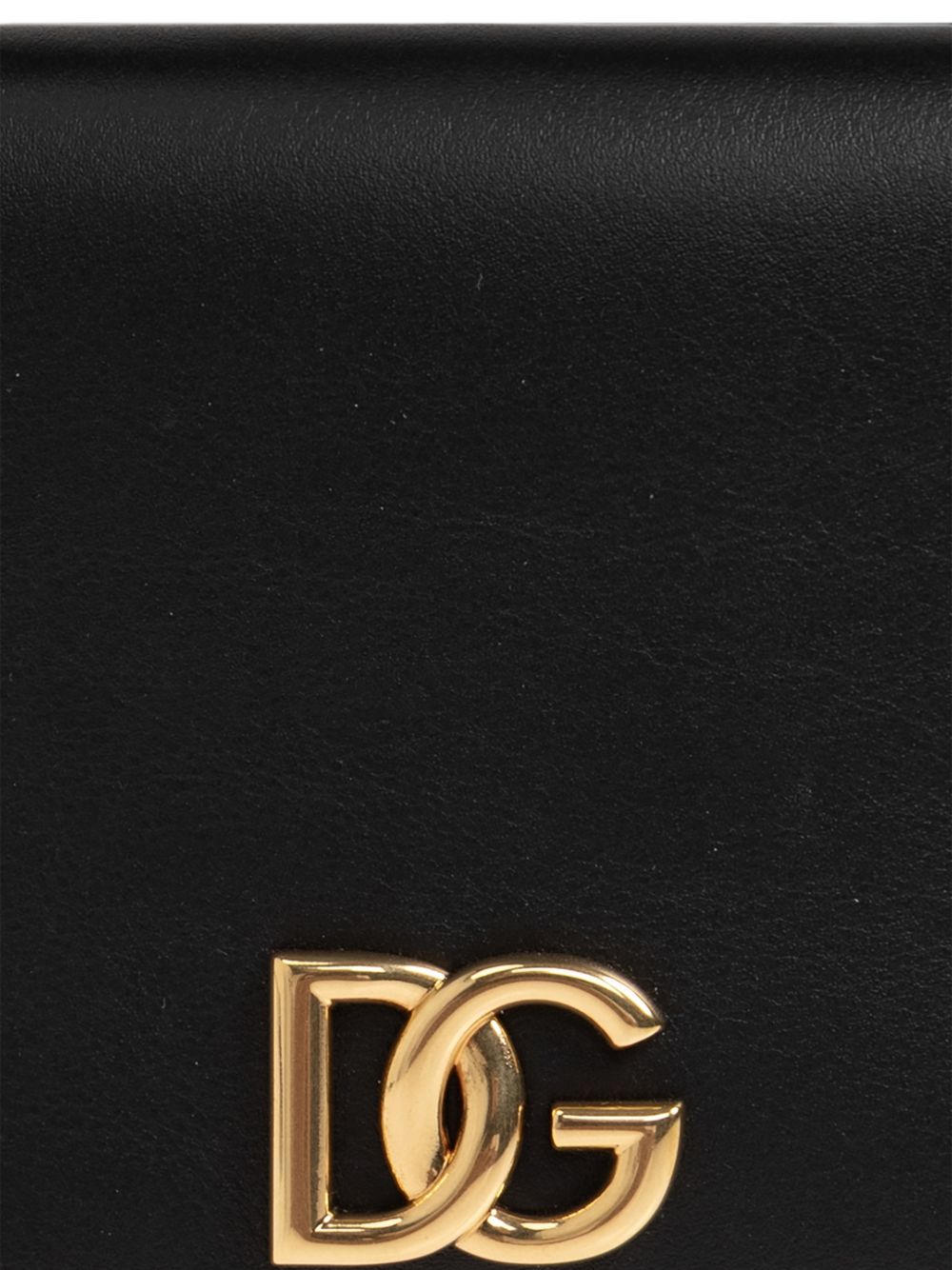DOLCE e GABBANA Portafoglio nero in pelle con logo dorato 
