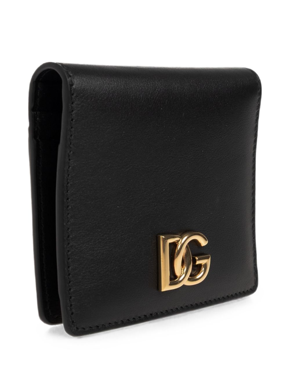 DOLCE e GABBANA Portafoglio nero in pelle con logo dorato 