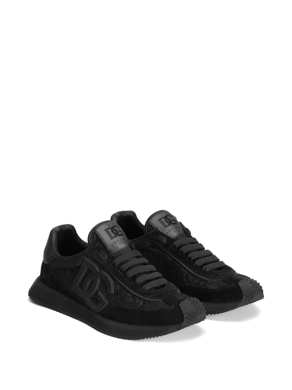 DOLCE e GABBANA Sneakers DG Cushion nere in pelle e tessuto 