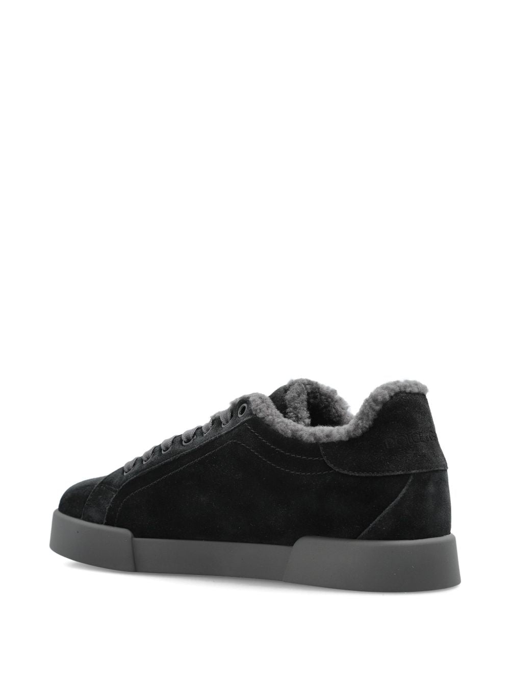 DOLCE e GABBANA Sneakers Portofino in suede nero con logo DG 