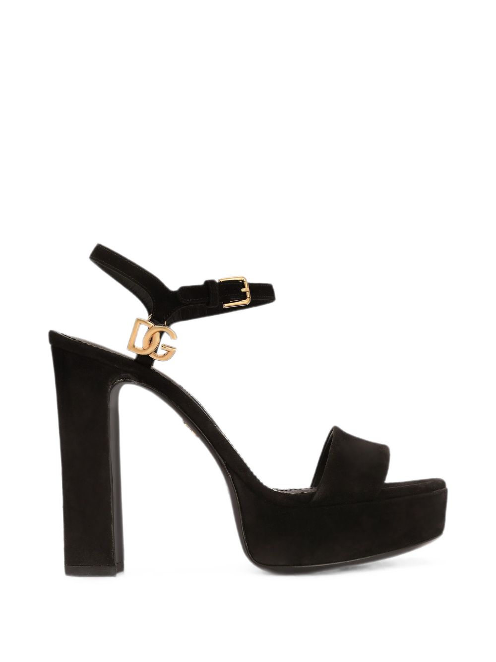 DOLCE e GABBANA Sandali platform neri in camoscio con tacco 