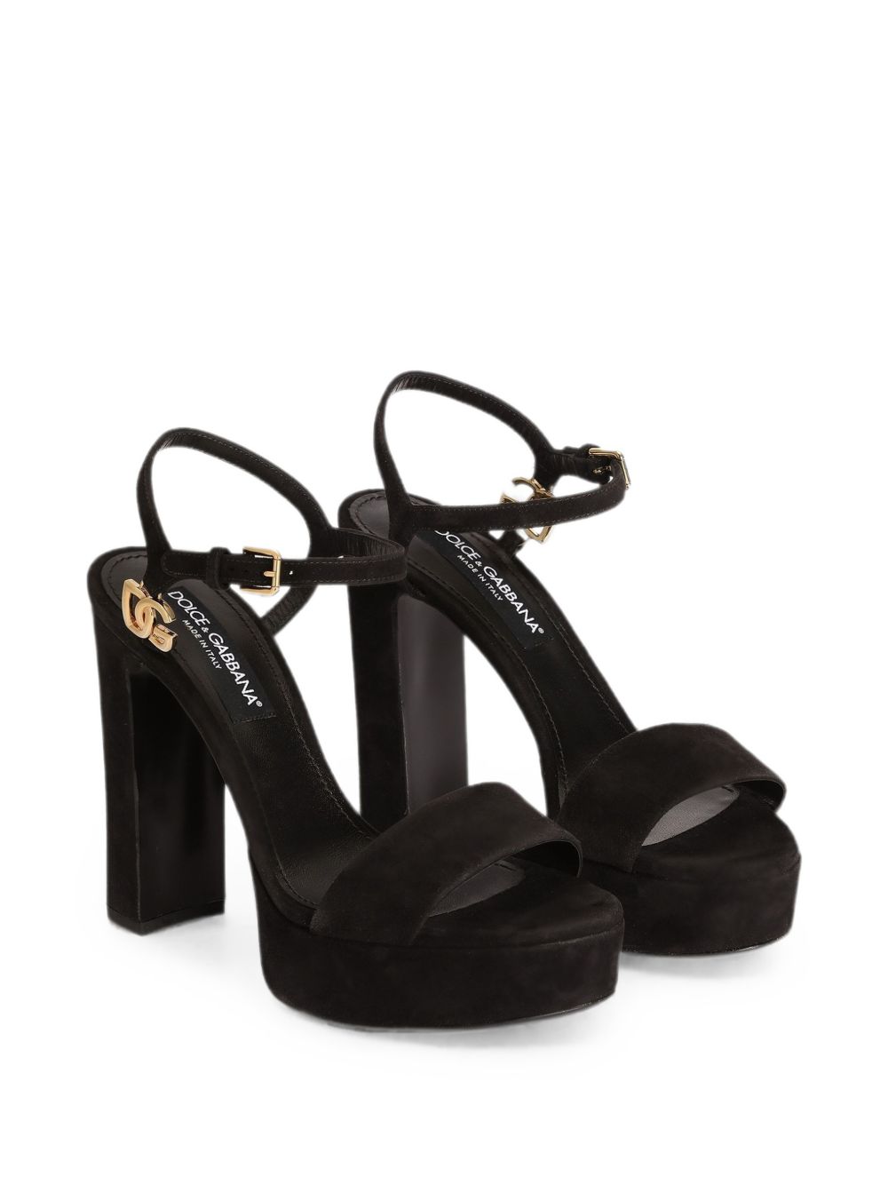 DOLCE e GABBANA Sandali platform neri in camoscio con tacco 