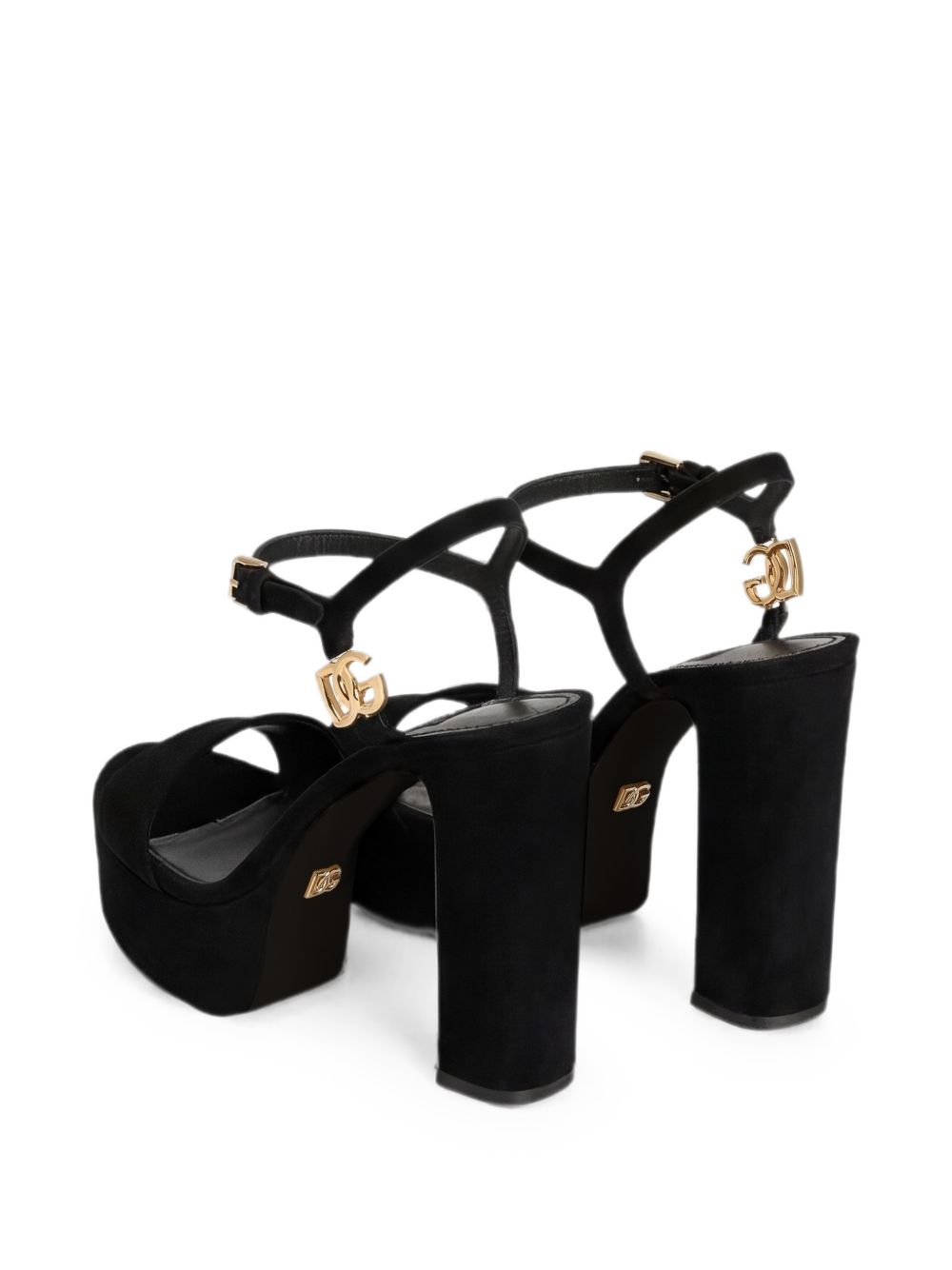 DOLCE e GABBANA Sandali platform neri in camoscio con tacco 