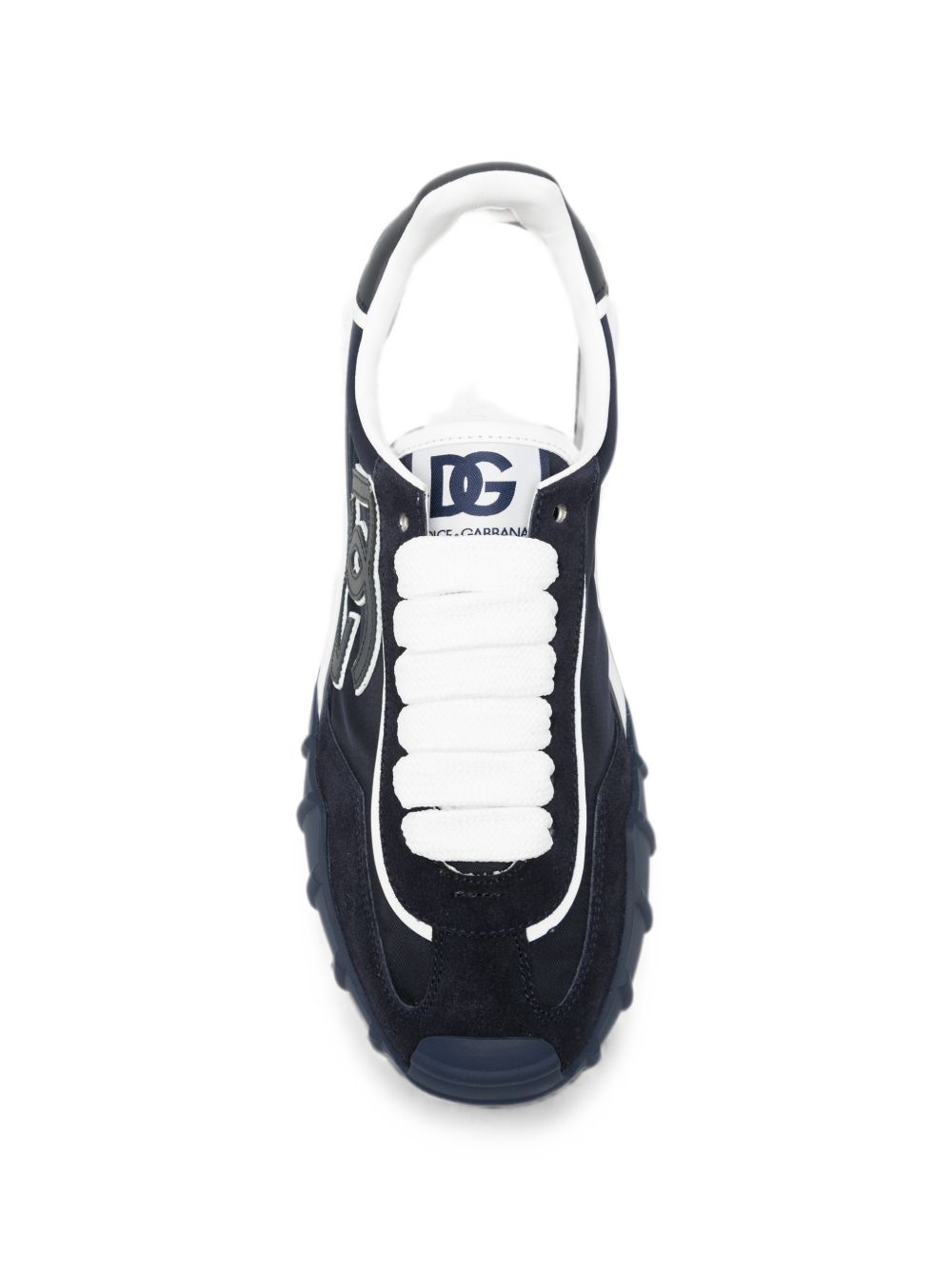 DOLCE e GABBANA Sneakers blu in pelle con logo DG e suola chunky 