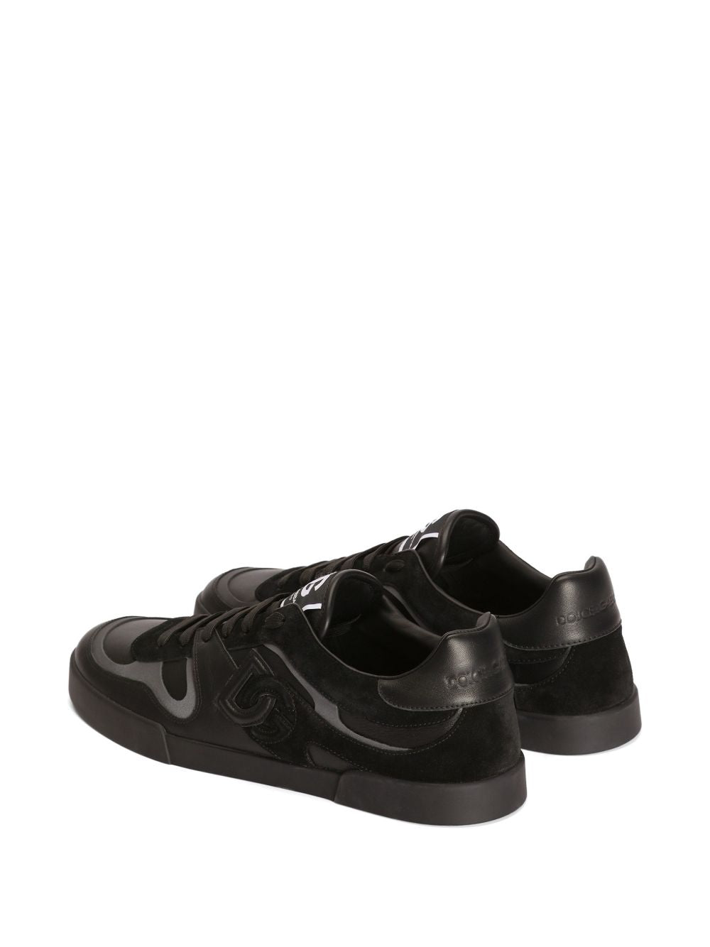 DOLCE e GABBANA Sneakers flat in pelle con dettagli grigi nere 