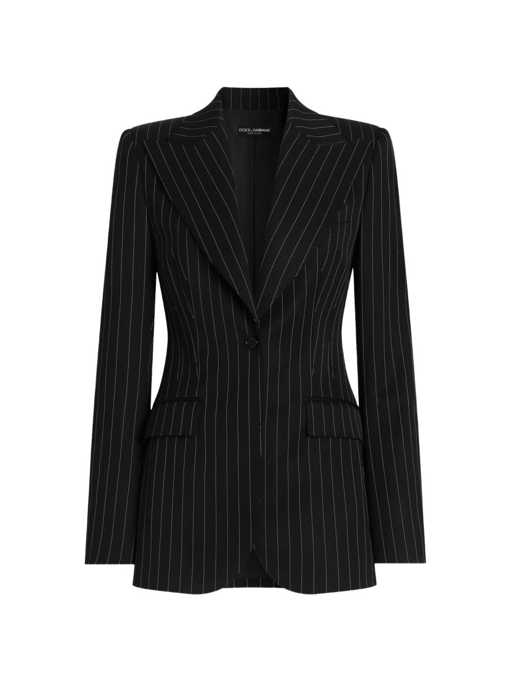 DOLCE e GABBANA Blazer monopetto gessato nero e bianco 