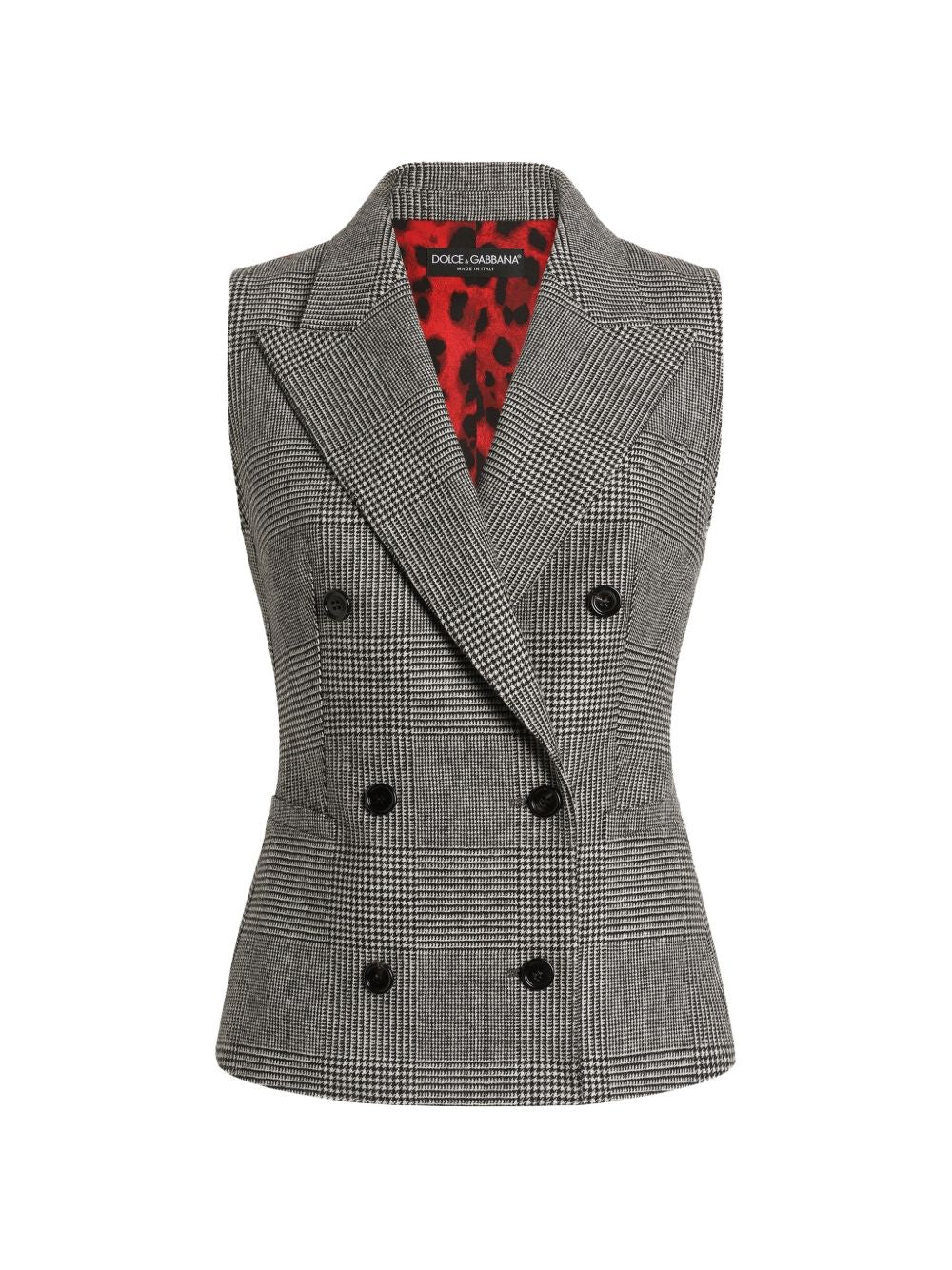 DOLCE e GABBANA Gilet doppiopetto grigio in misto lana e cashmere 