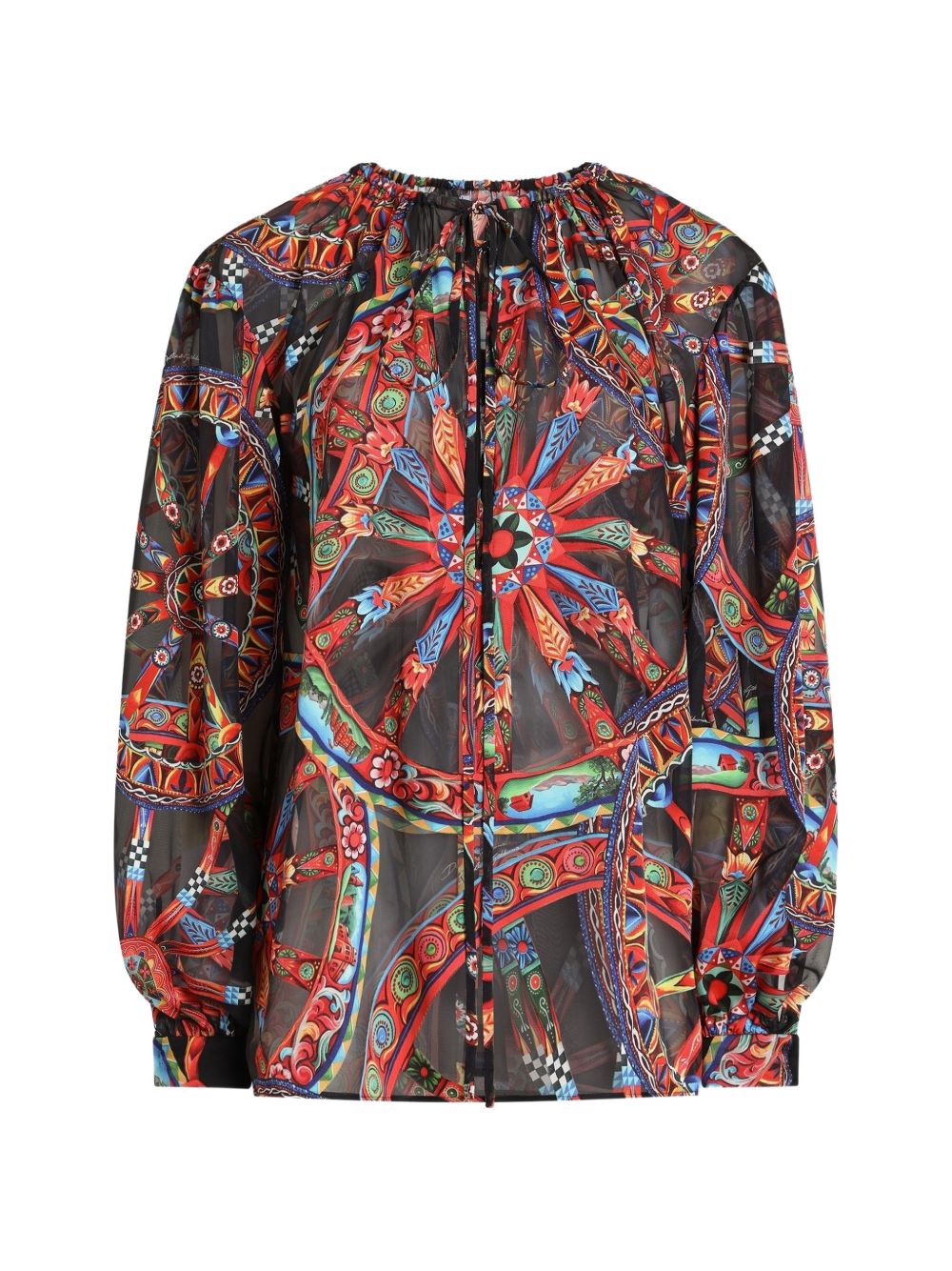 DOLCE e GABBANA Blusa in twill devoré con stampa Carretto 