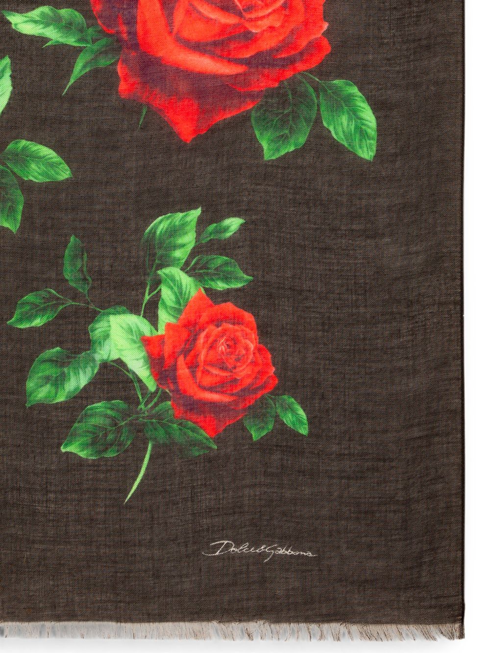 DOLCE e GABBANA Sciarpa in modal e cashmere con motivo rose 