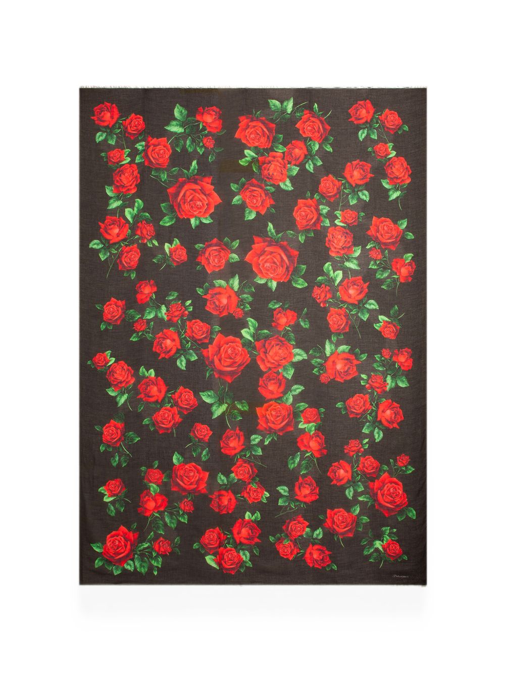 DOLCE e GABBANA Sciarpa in modal e cashmere con motivo rose 