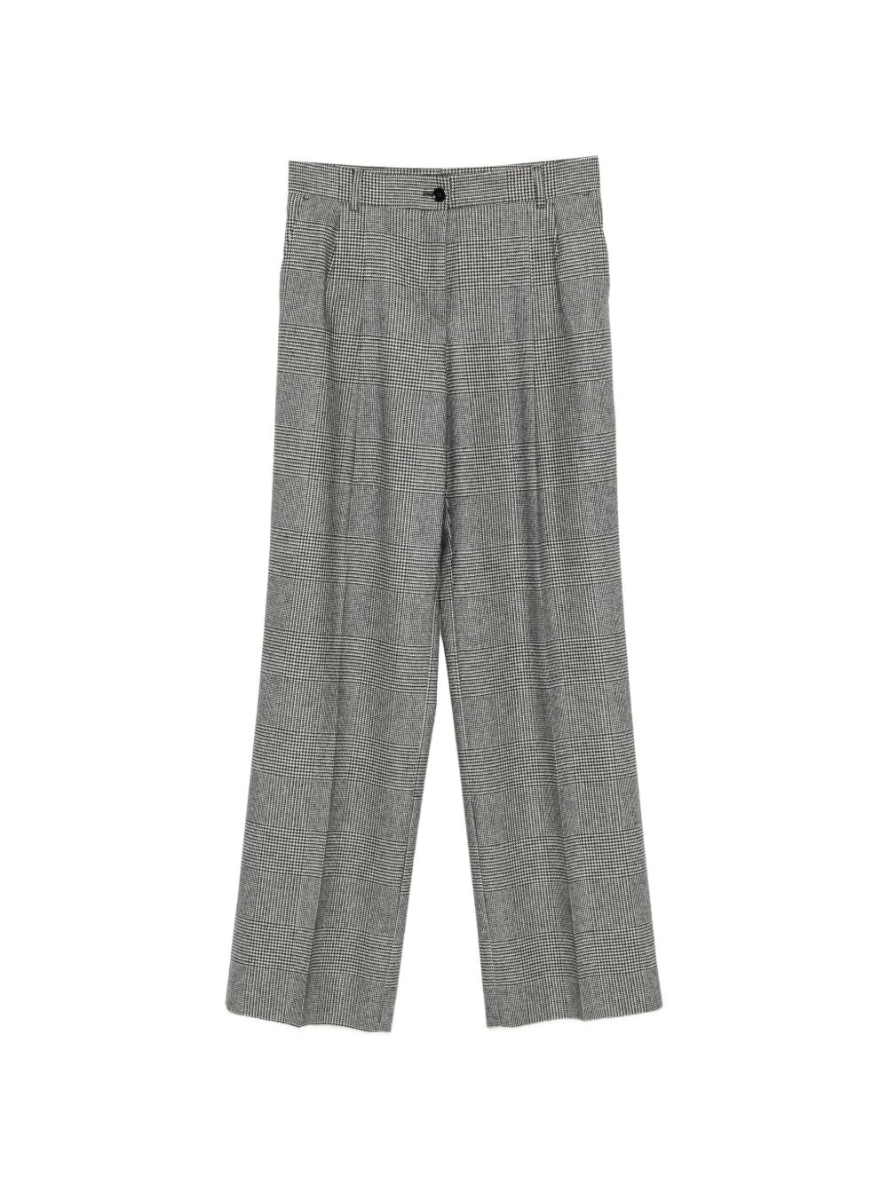 DOLCE e GABBANA Pantaloni wide-leg in lana e cashmere grigio Principe di Galles 