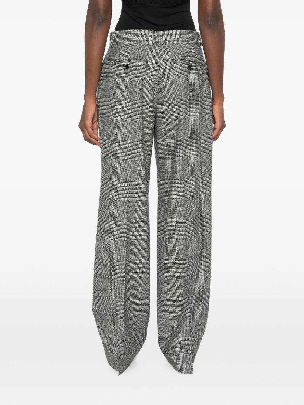 DOLCE e GABBANA Pantaloni wide-leg in lana e cashmere grigio Principe di Galles 