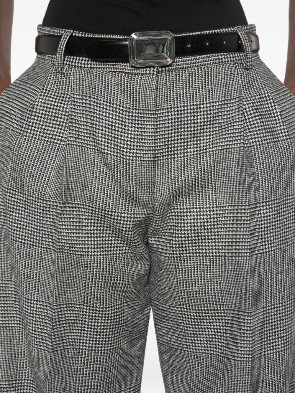 DOLCE e GABBANA Pantaloni wide-leg in lana e cashmere grigio Principe di Galles 