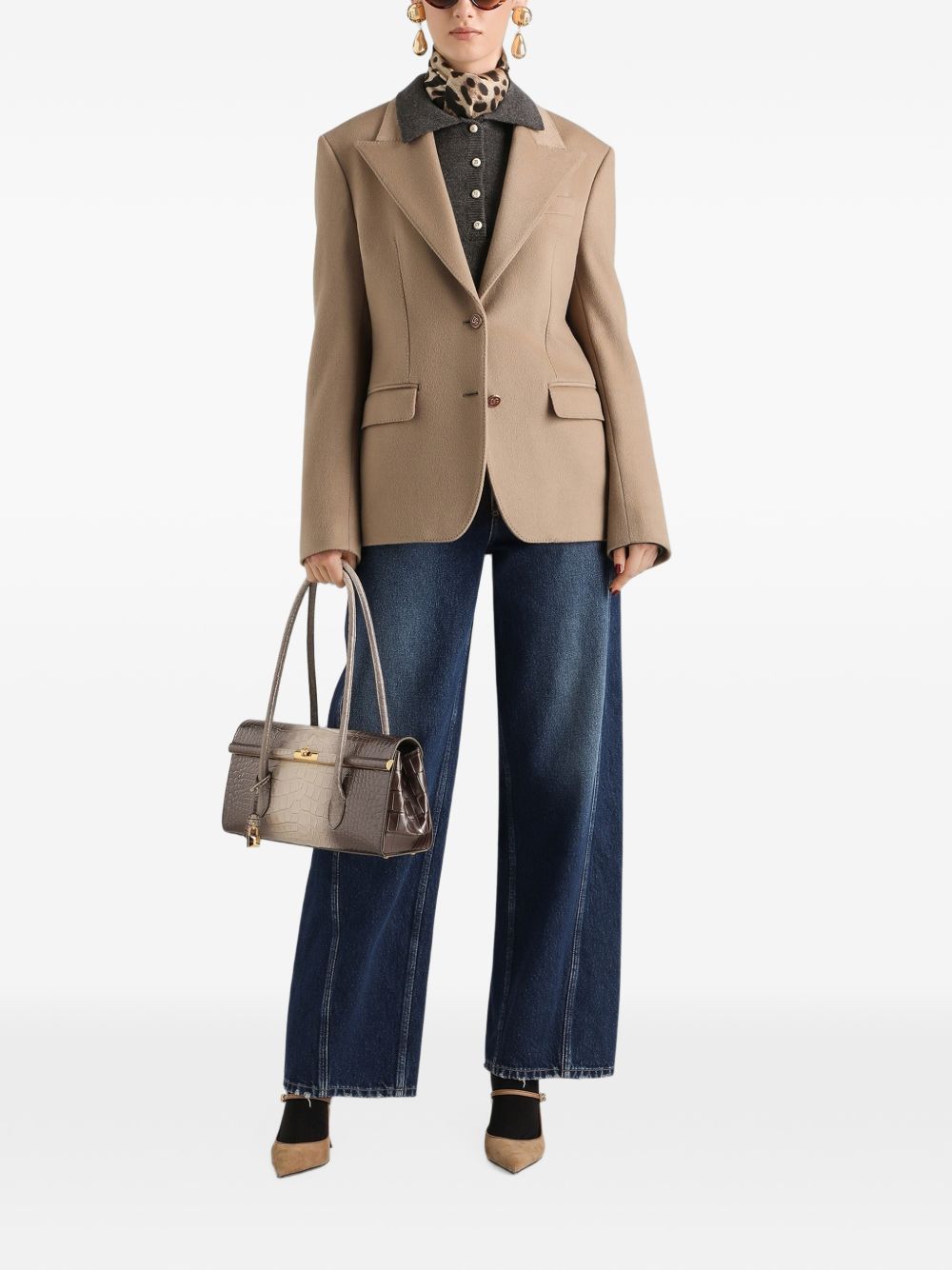 DOLCE e GABBANA Jeans blu navy in denim di cotone a gamba ampia 