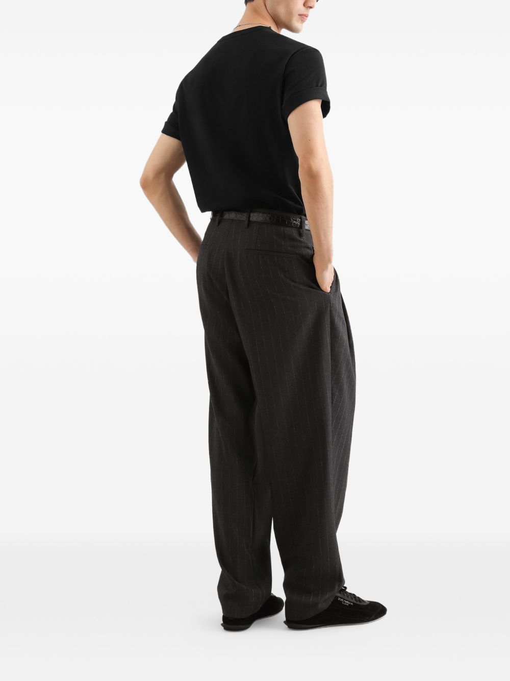 DOLCE e GABBANA T-shirt con logo ricamato in cotone nero 