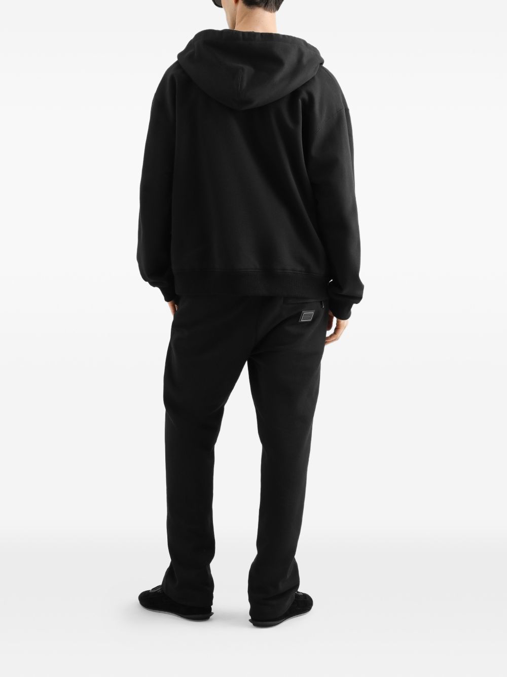 DOLCE e GABBANA Felpa con cappuccio e zip con logo sul petto nera 