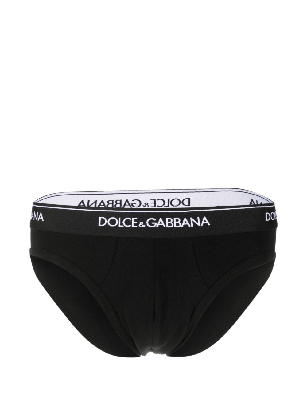 DOLCE e GABBANA Slip nero in bi-pack con vita logata 