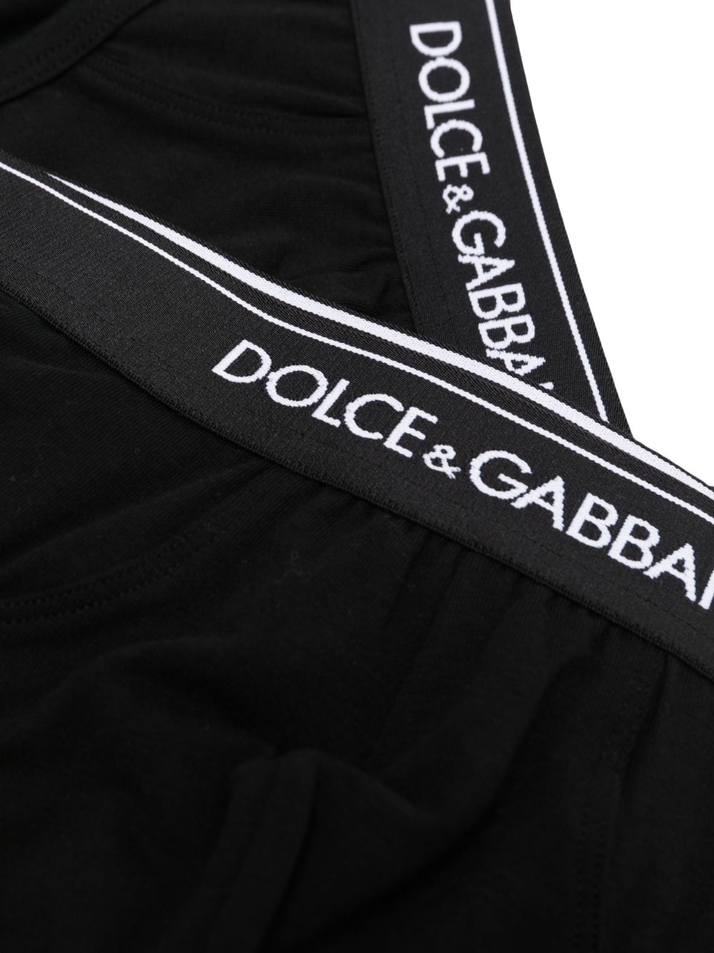 DOLCE e GABBANA Slip nero in bi-pack con vita logata 