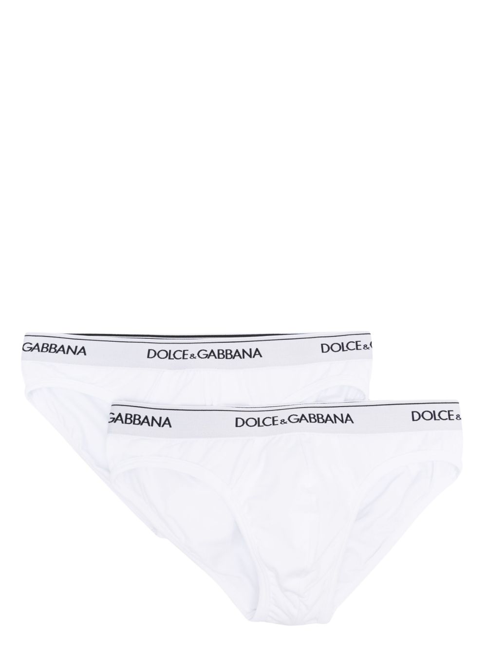 DOLCE e GABBANA Slip in bi-pack bianco con vita elasticizzata con logo 