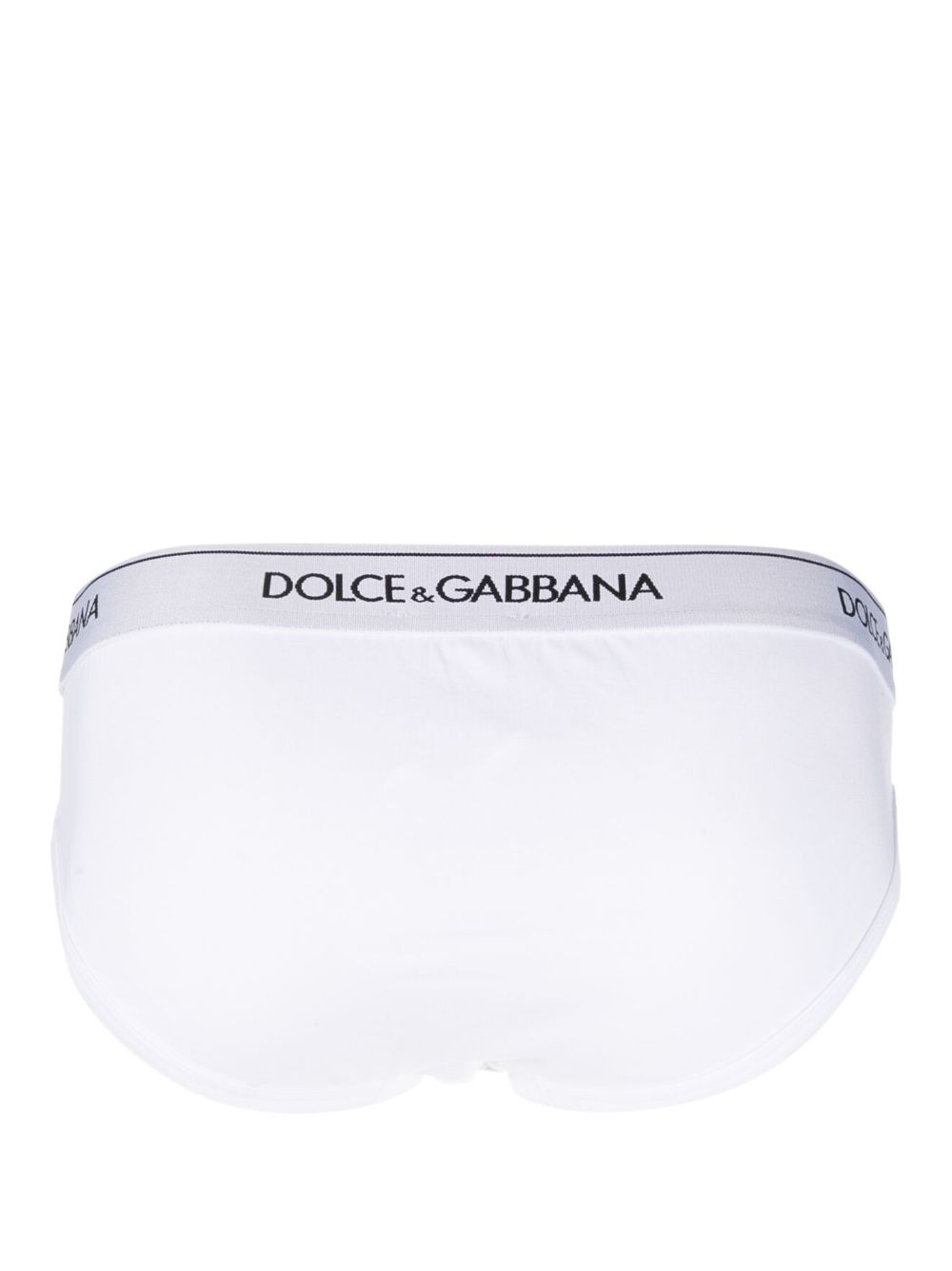 DOLCE e GABBANA Slip in bi-pack bianco con vita elasticizzata con logo 