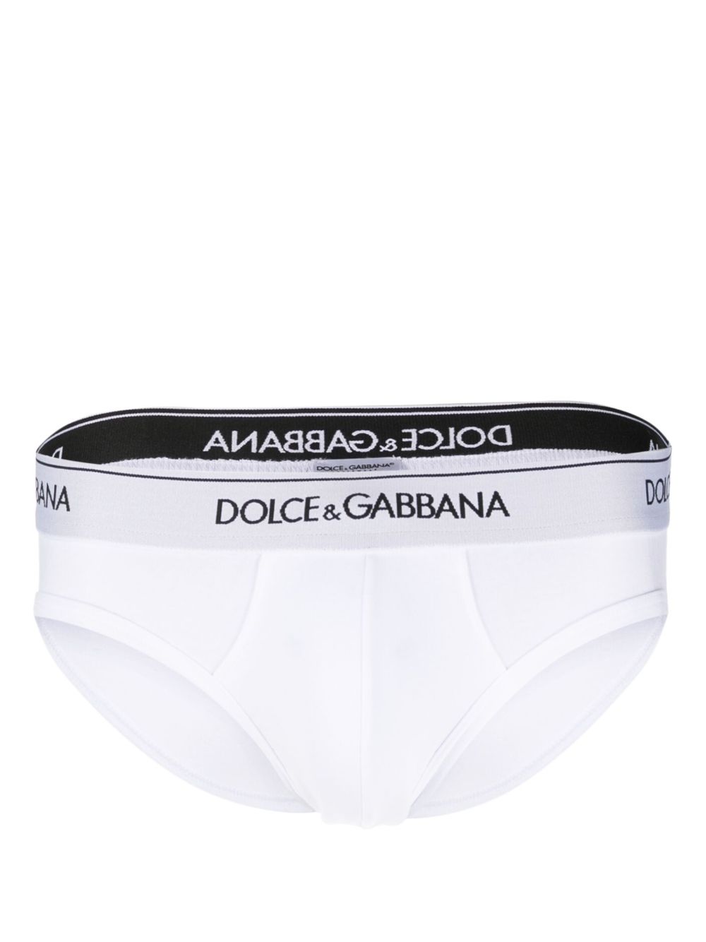 DOLCE e GABBANA Slip in bi-pack bianco con vita elasticizzata con logo 