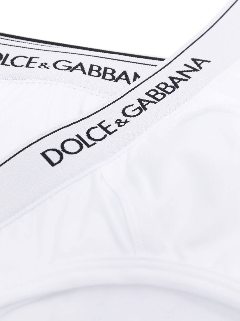 DOLCE e GABBANA Slip in bi-pack bianco con vita elasticizzata con logo 