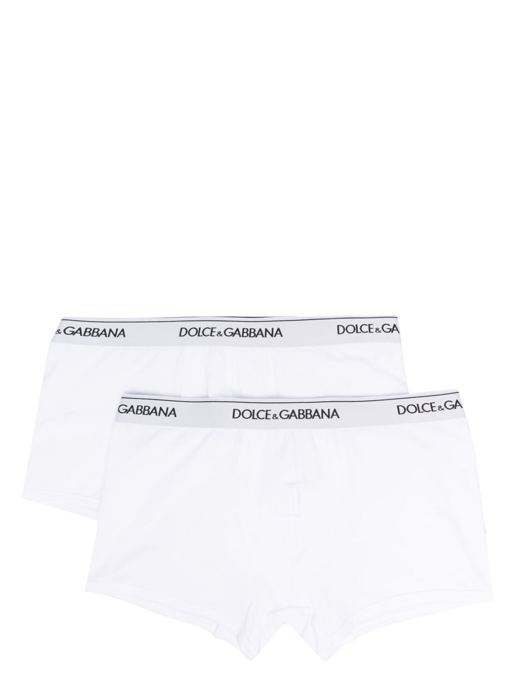 DOLCE e GABBANA Boxer in bi-pack bianco con vita elasticizzata con logo 