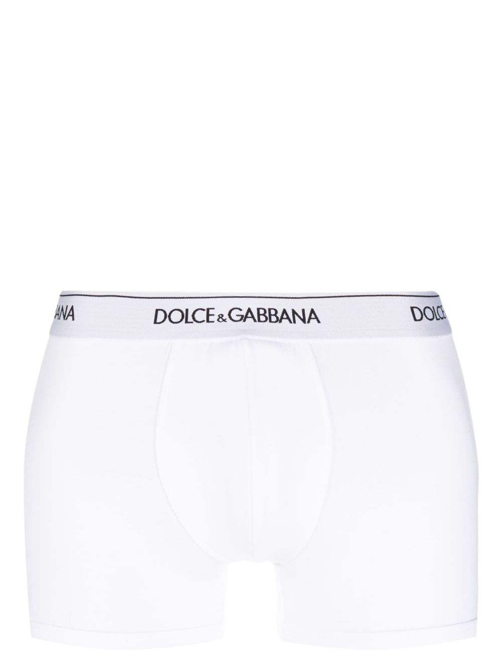 DOLCE e GABBANA Boxer in bi-pack bianco con vita elasticizzata con logo 
