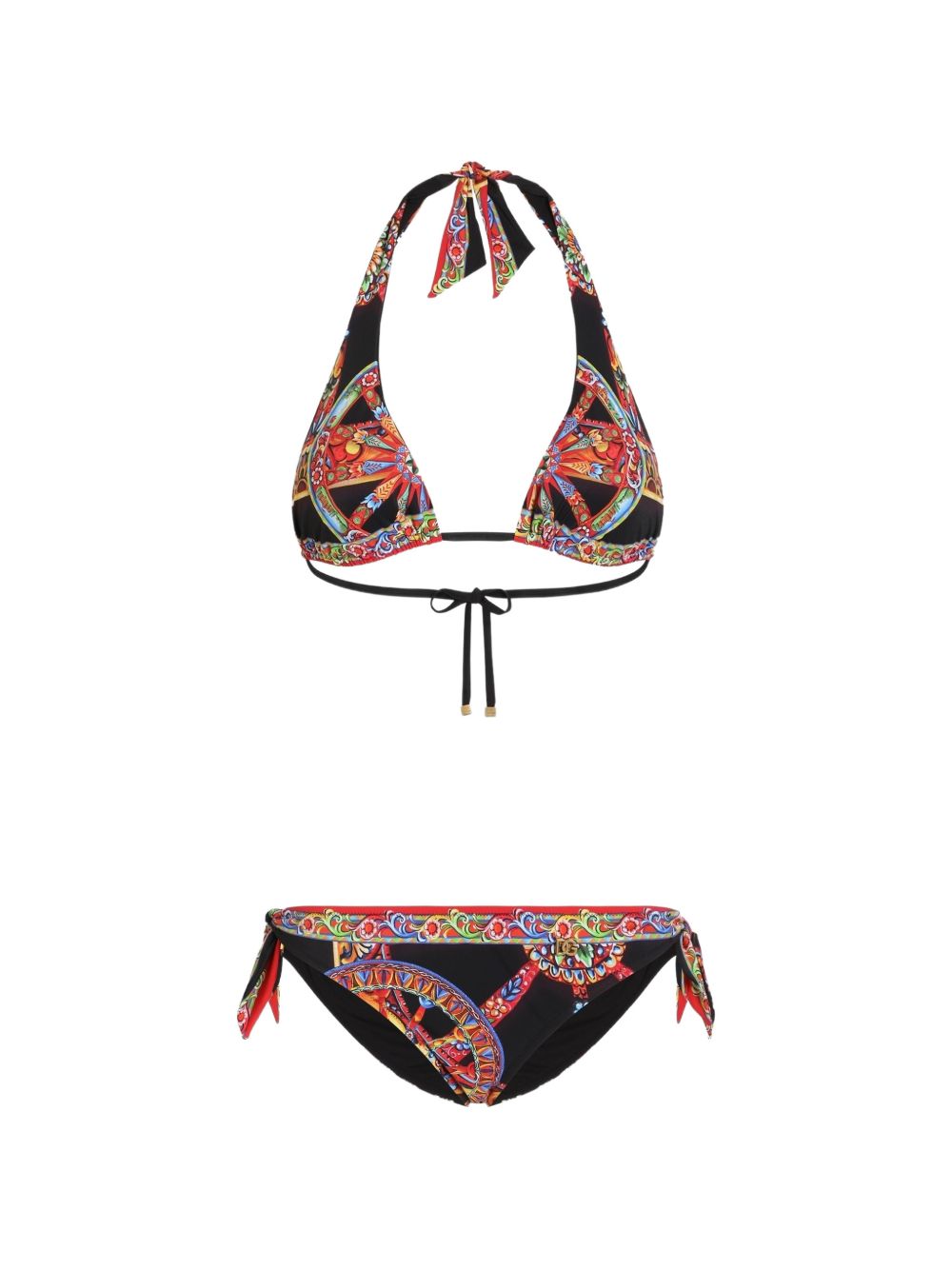 DOLCE e GABBANA Bikini due pezzi multicolore con stampa Carretto 