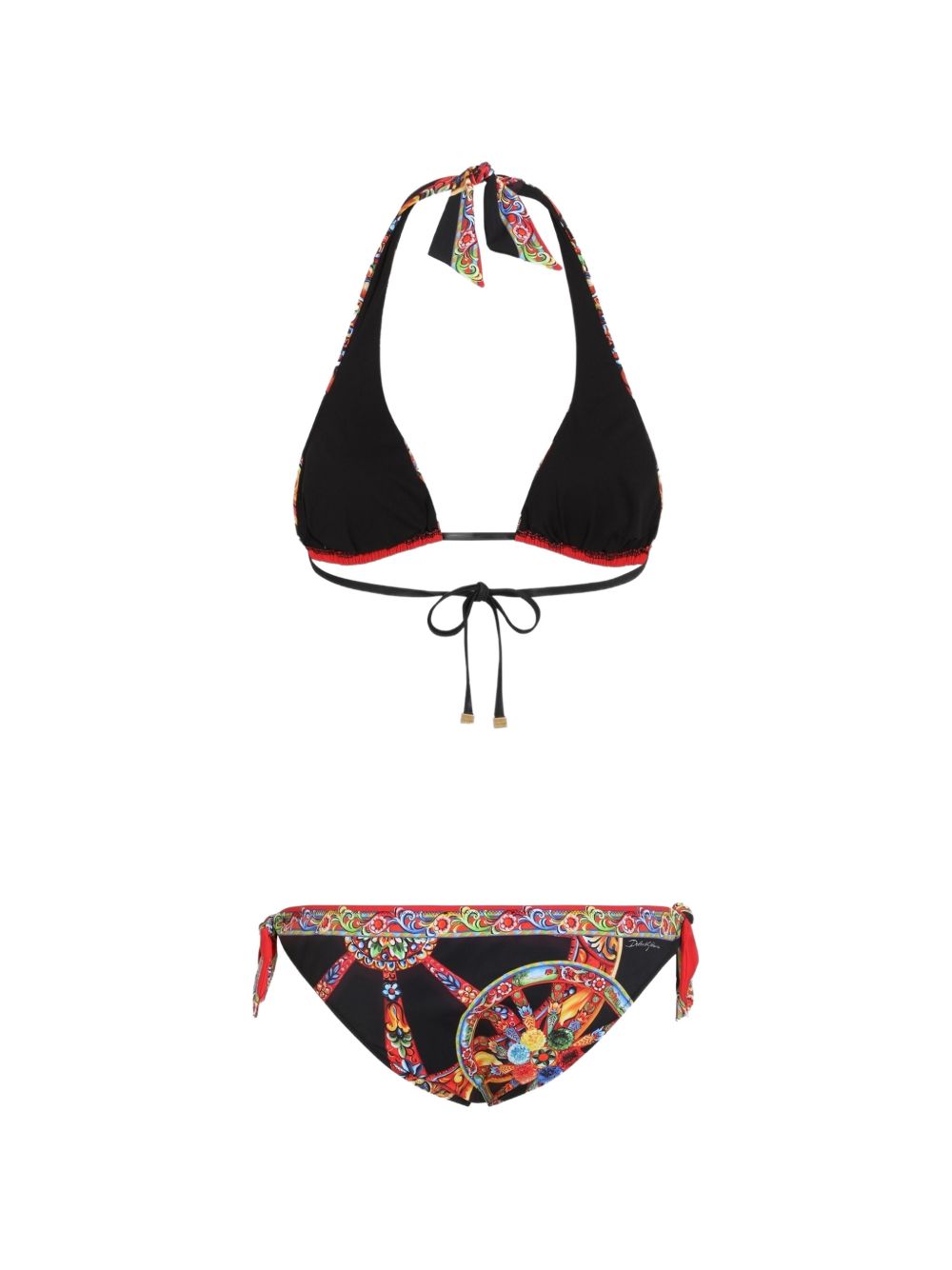 DOLCE e GABBANA Bikini due pezzi multicolore con stampa Carretto 