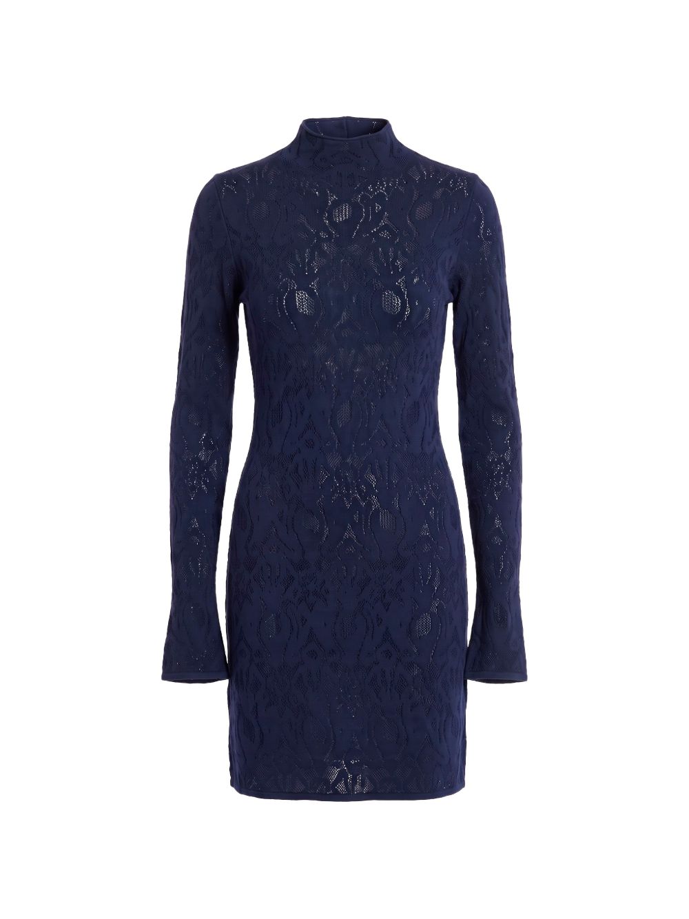 DONDUP Abito blu semitrasparente in pizzo a collo alto 