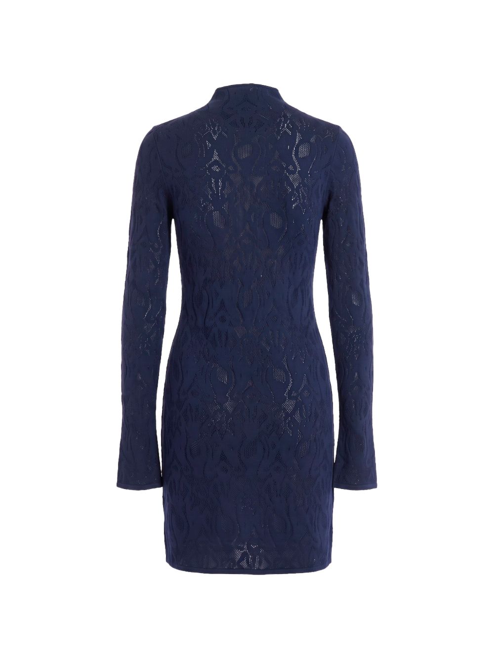 DONDUP Abito blu semitrasparente in pizzo a collo alto 