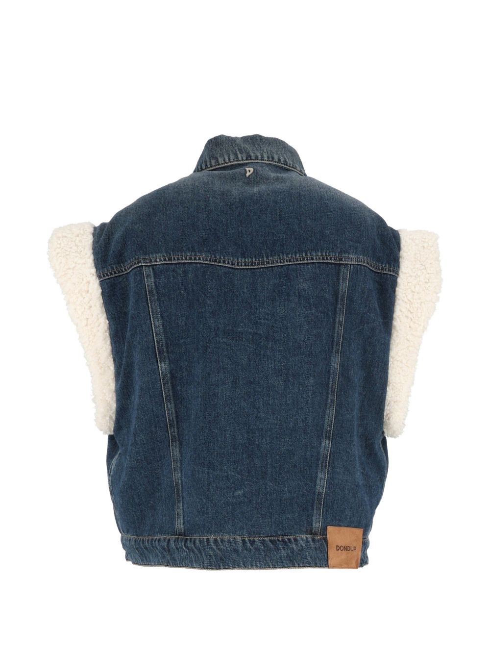 DONDUP Gilet Over in Denim con Bordi in Ecopelliccia 