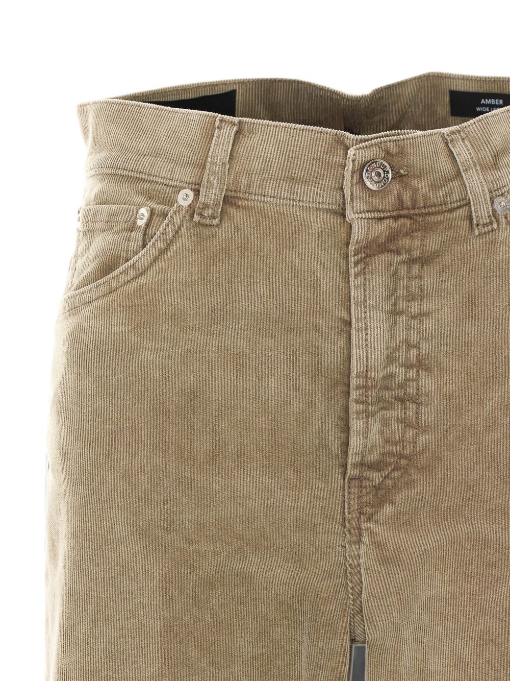 DONDUP Pantaloni lunghi Amber in velluto a costine beige a gamba leggermente svasata 