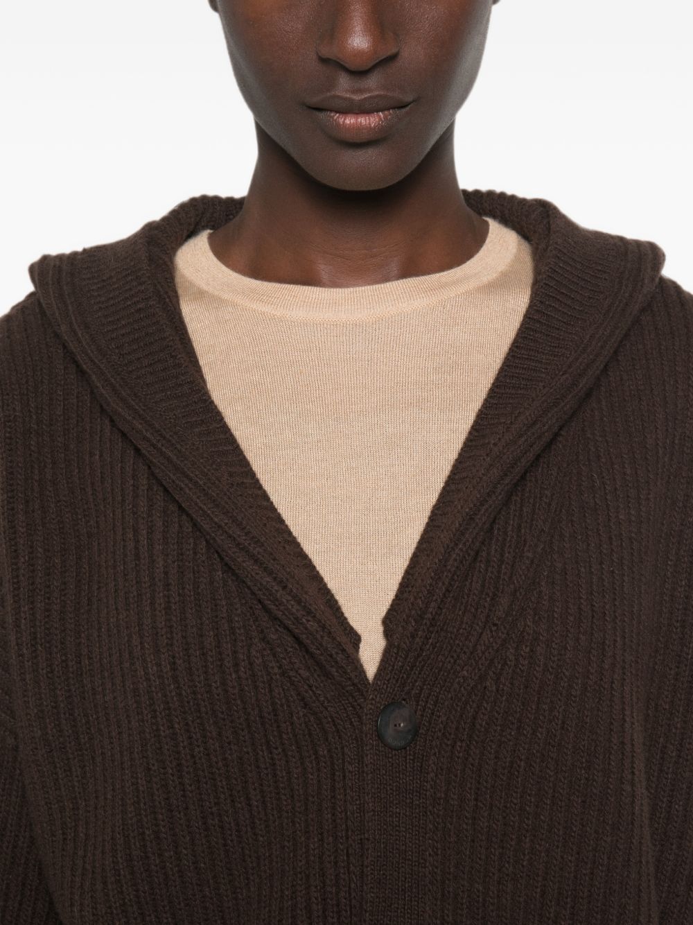 DONDUP Cardigan oversize in pura lana marrone 