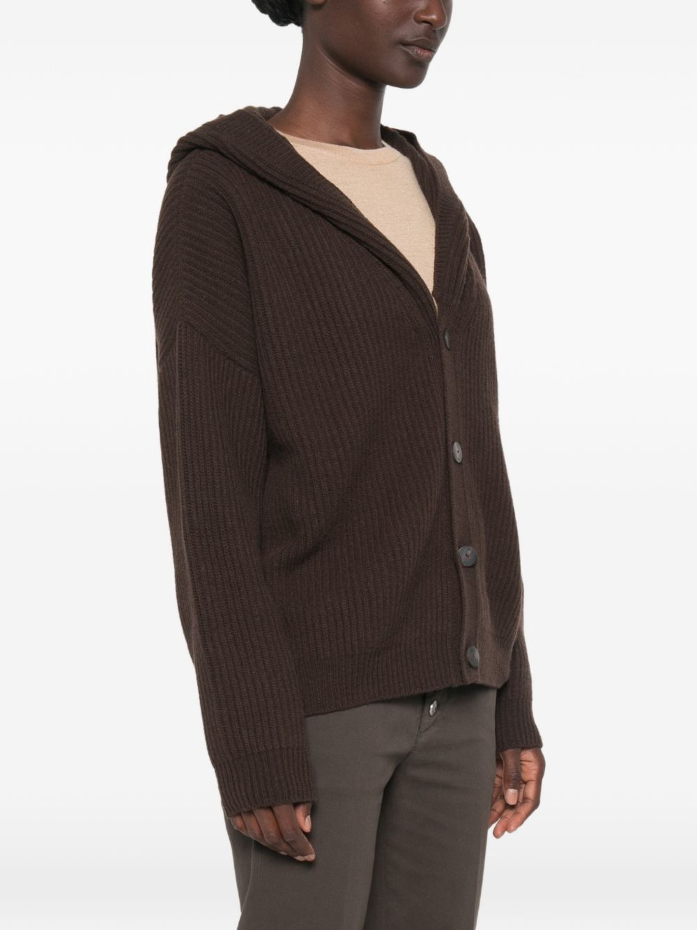 DONDUP Cardigan oversize in pura lana marrone 