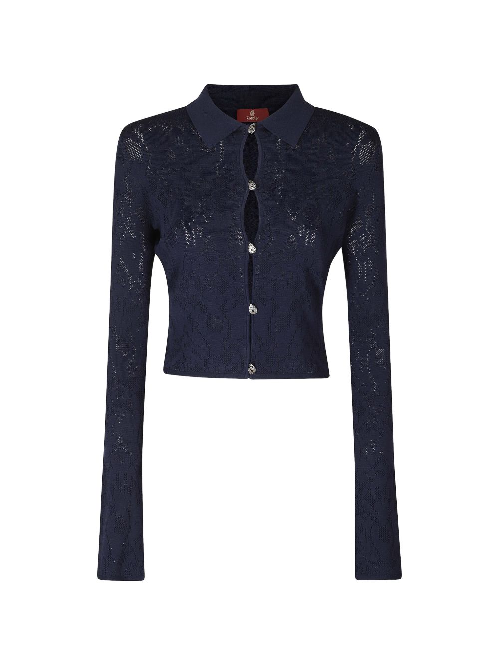 DONDUP Cardigan blu semitrasparente in pizzo 