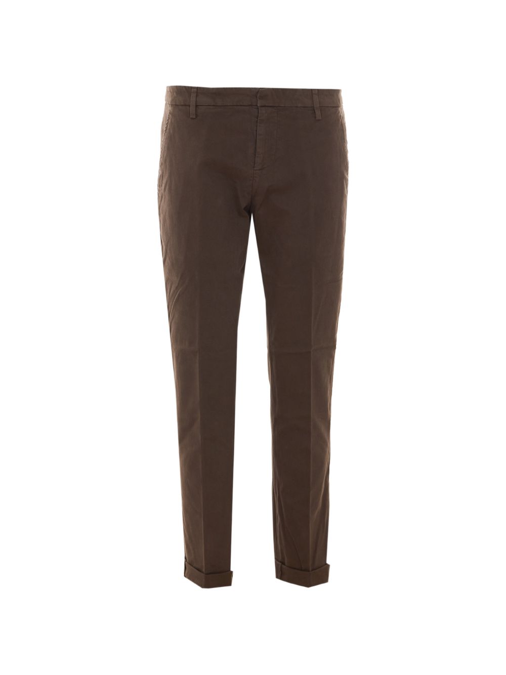 DONDUP Jeans marroni con risvolto e logo posteriore 