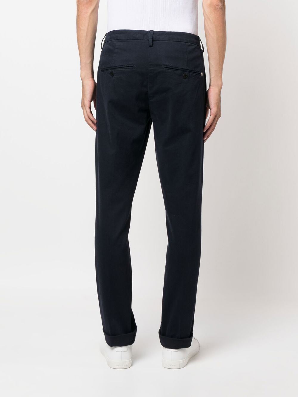 DONDUP Pantaloni chino in cotone stretch blu effetto mano pesca 