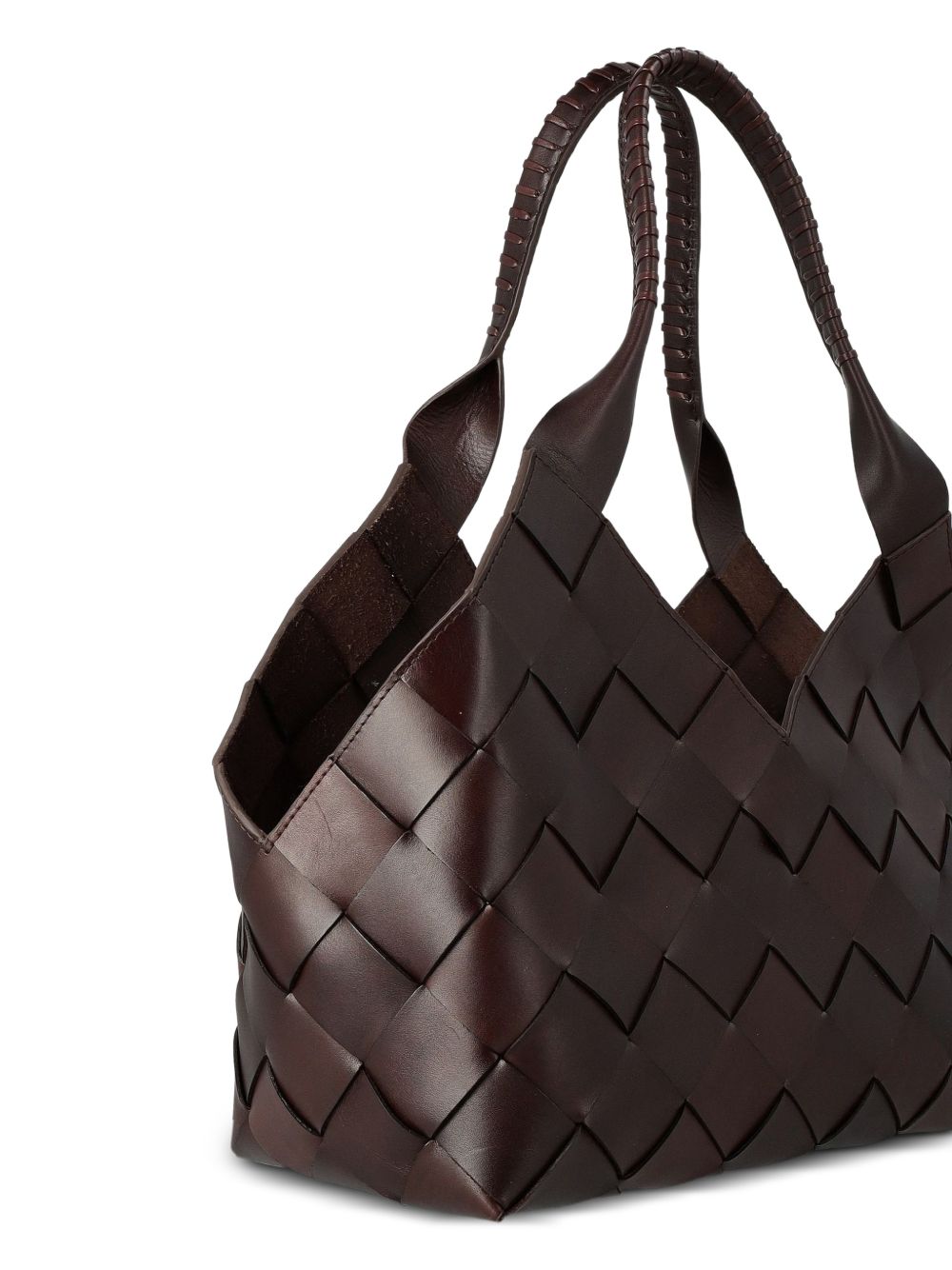 DRAGON DIFFUSION Borsa Castello in pelle intrecciata marrone scuro 