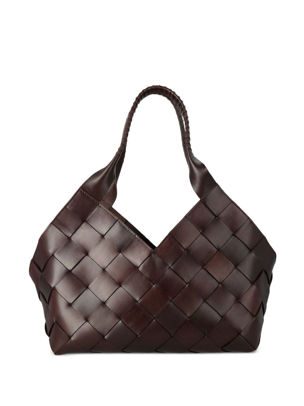 DRAGON DIFFUSION Borsa Castello in pelle intrecciata marrone scuro 
