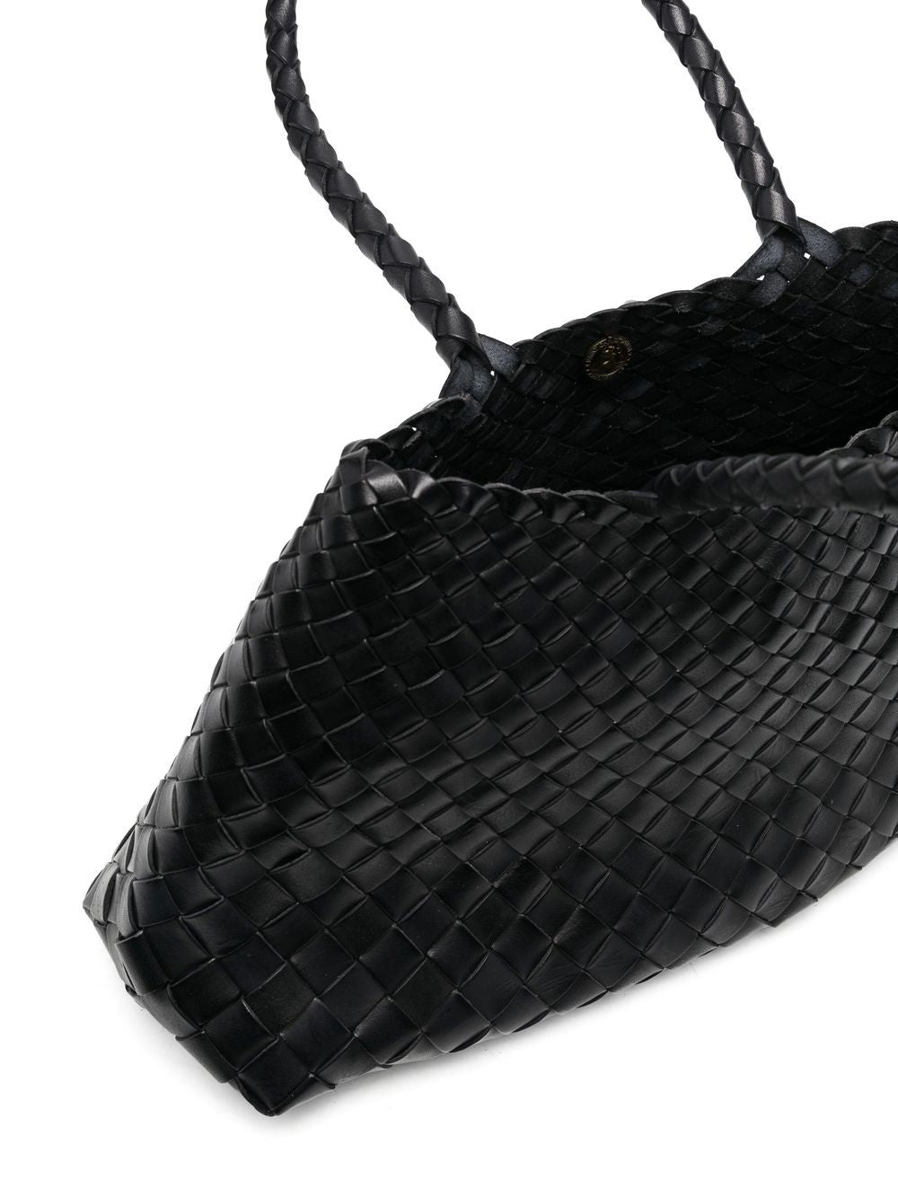 DRAGON DIFFUSION Borsa tote Santa Croce Big in pelle intrecciata nera 