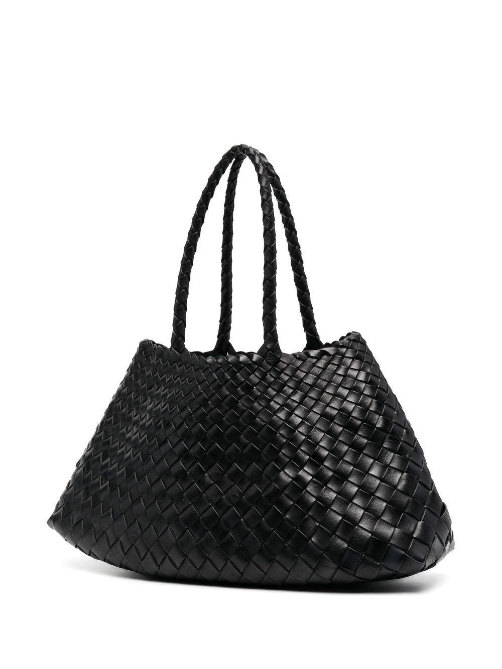 DRAGON DIFFUSION Borsa tote Santa Croce Big in pelle intrecciata nera 