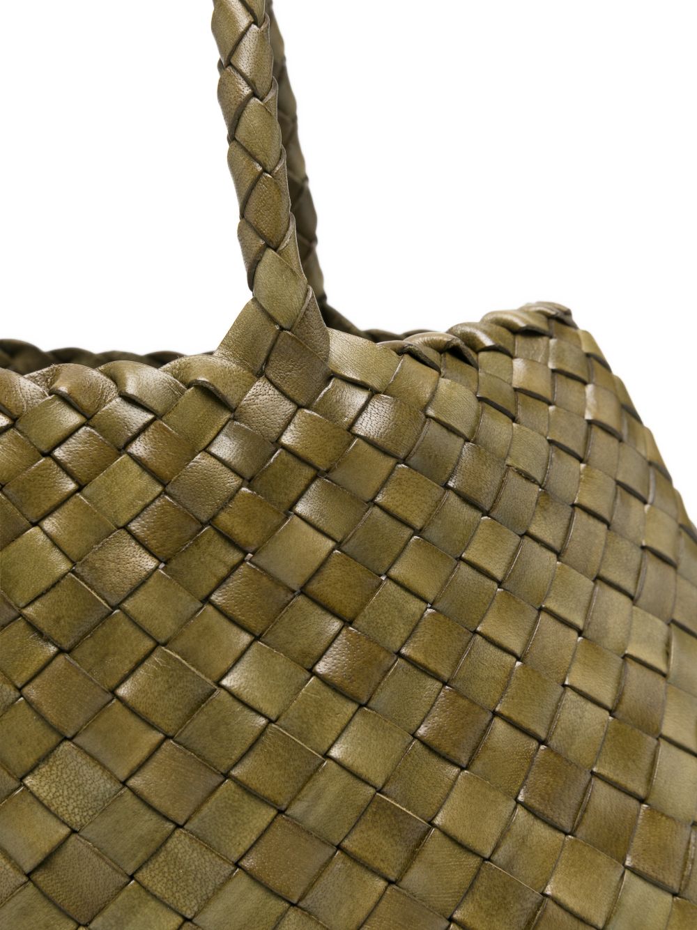DRAGON DIFFUSION Borsa tote Santa Croce Small in pelle intrecciata verde Khaki 